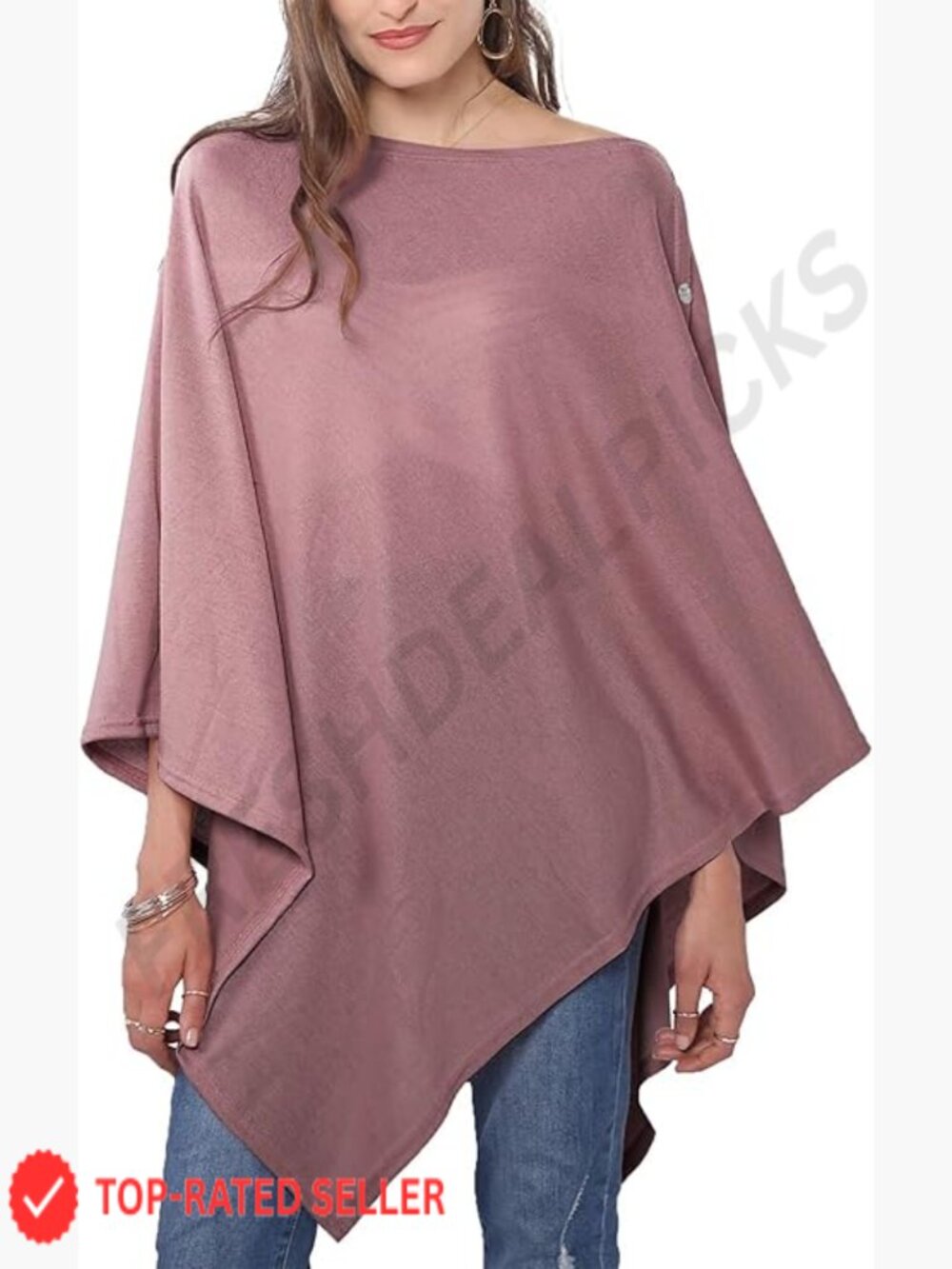 Soft Lightweight Knitted Poncho Shawl Wrap Cape Scarf Versatile All Seasons